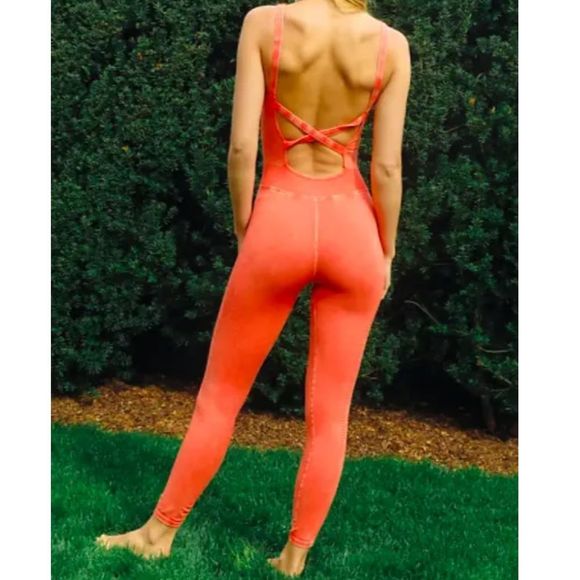 Free People Good Karma Onesie in Neon Coral BNWOT - Picture 2 of 4